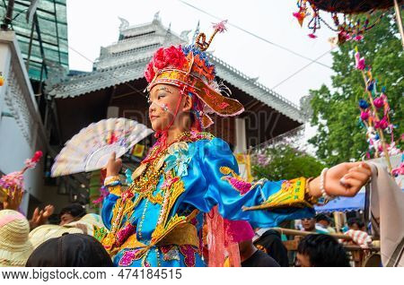 When Buddhist Boys Become Monks,during The Joyful And Vibrant Poy Sang Long Buddhist Festival Celebr
