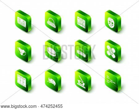 Set Sport Bag, Locker Changing Room, Hockey Mask, Crossed Bandage Plaster, Championship Tournament B