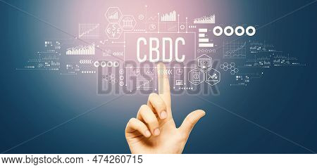 Cbdc - Central Bank Digital Currency Concept With Hand Pressing A Button On A Technology Screen