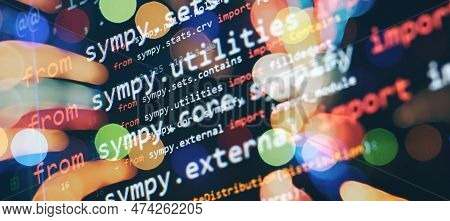 Closeup Developing Programming And Coding Technologies. Developer Working On Web Sites Codes In Offi