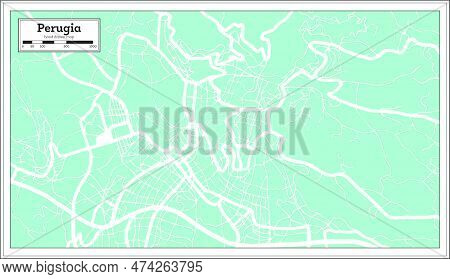 Perugia Italy City Map In Retro Style. Outline Map. Vector Illustration.
