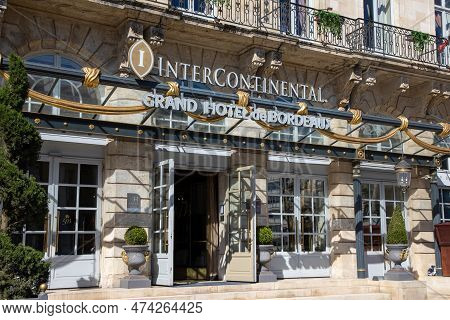 Bordeaux , Aquitaine  France - 04 02 2023 : Intercontinental Bordeaux Grand Hotel Luxury Logo Sign A