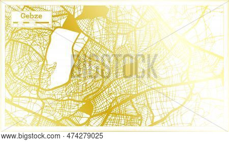 Gebze Turkey City Map In Retro Style In Golden Color. Outline Map. Vector Illustration.