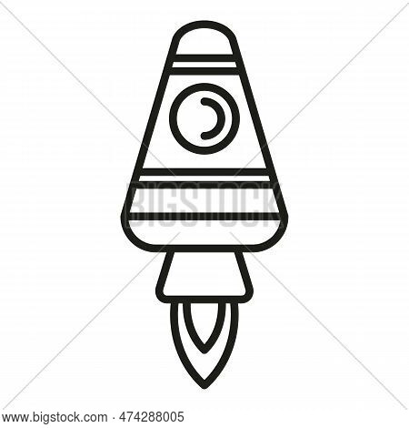 Fire Launch Icon Outline Vector. Space Rocket. Start Ship