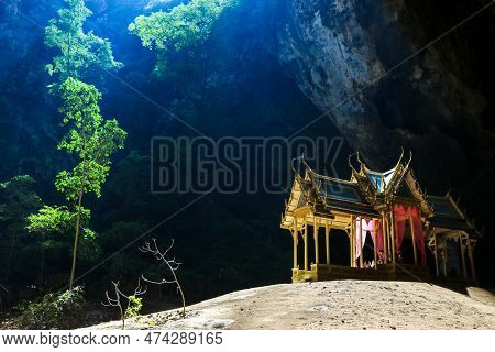 Mystique View To The Phraya Nakhon Cave With The Khuha Kharuehat Pavilion Illuminated By Sun Through