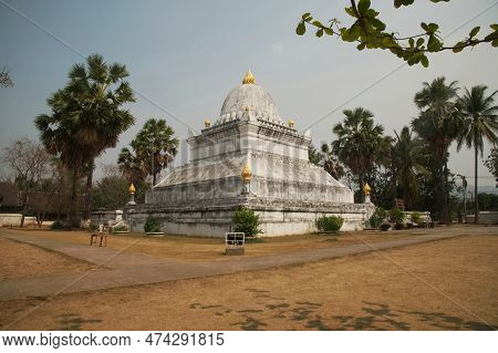 Luang Prabang , Laos - March 18, 2023 : The Lotus Stupa Also Known As 