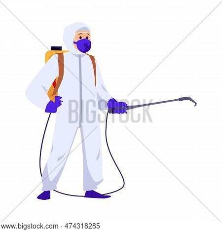Pest Control Disinsector Or Disinfector Worker Vector Illustration Isolated.