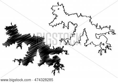 Lake Lagdo Reservoir (africa, Republic Of Cameroon) Map Vector Illustration, Scribble Sketch Map