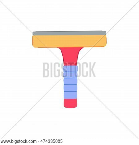 Water Squeegee Glass Cartoon. Tool Home, Washer Window Water Squeegee Glass Sign. Isolated Symbol Ve