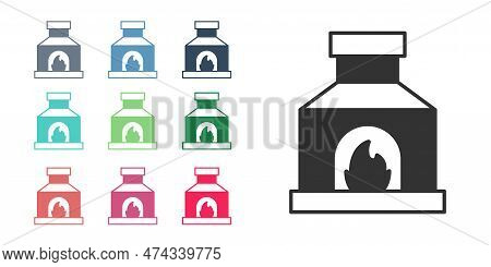 Black Blacksmith Oven Icon Isolated On White Background. Set Icons Colorful. Vector