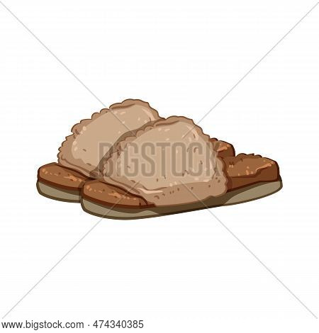 Feet Kid Slippers Cartoon. Fur Foot, Home Slipper Feet Kid Slippers Sign. Isolated Symbol Vector Ill