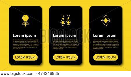 Set Gem Stone, Earrings And Stud Earrings. Business Infographic Template. Vector