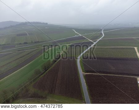 Winter View On Val De Livre En Gran Cru Vineyards Of Famous Champagne Houses In Montagne De Reims, C