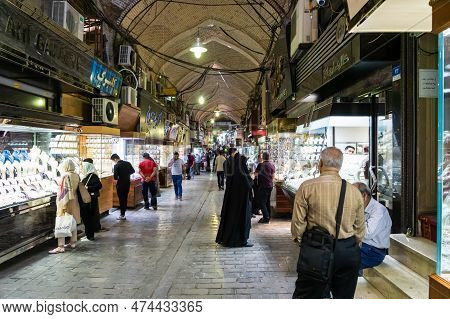 Tehran, Iran - June, 2018: Grand Bazaar In Tehran City, Iran. The Grand Bazaar Is An Old Historical 