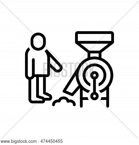 Black Line Icon For Miller Milling-machine Operator Machine Grinder Owner Worker Harvesting