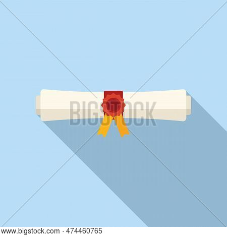 Diploma Roll Icon Flat . Test Study. Exam Final