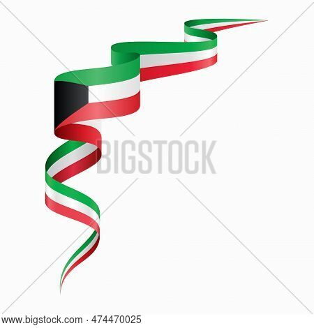 Kuwaiti Flag Wavy Abstract Background. Vector Illustration.