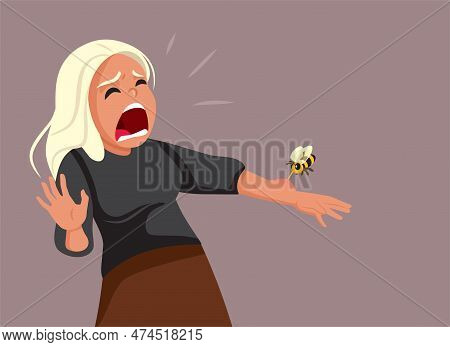 Woman Allergic To Bees Being Stung By One Vector Cartoon