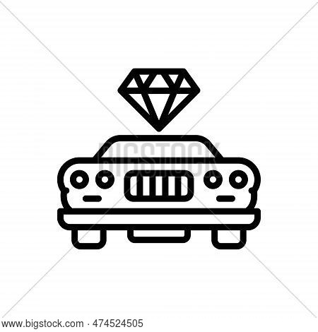 Black Line Icon For Luxury Costliness Gemstone Diamond Precious Expensive Transport Car Vehicle