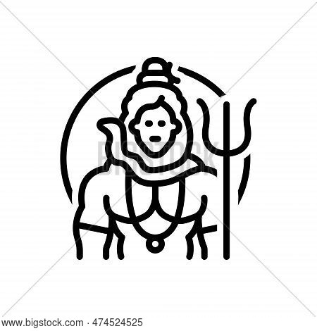 Black Line Icon For God Deity Divinity Godhead Lord Religious Culture Spiritual Shiv Worship Reveren