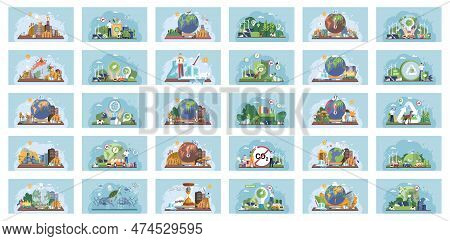 Saving The Planet, World Environment Day. Planet Earth In Smoke, Plastic, Garbage. Global Warming Se