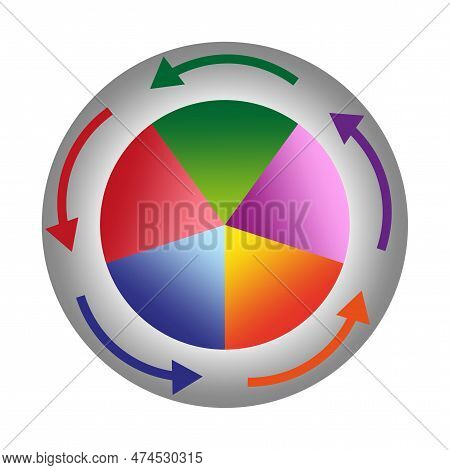 Circular Chart Element. Pie Chart With Arrows Around It. Vector Illustration.
