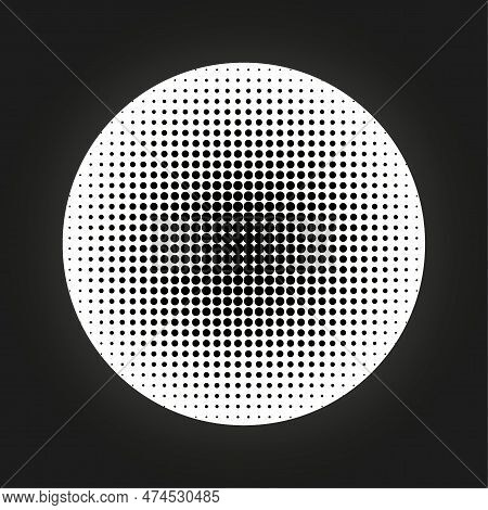 Black Pattern On Halftone. Abstract Geometric Round Shape. Vector Illustration.