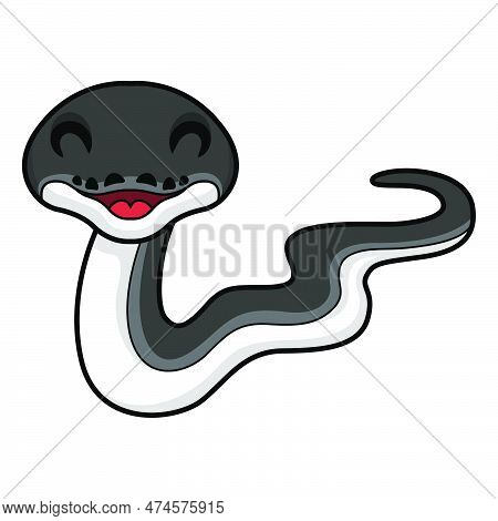 Vector Illustration Of Cute Happy Albertisi Snake Cartoon