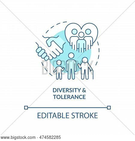 Diversity And Tolerance Turquoise Concept Icon. Gced Issue. Multiculturalism Abstract Idea Thin Line