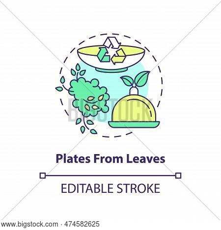 Plates From Leaves Concept Icon. Recyclable Food Packaging. Zero Waste. Disposable Tableware Idea Th