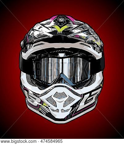 Supermoto Helmet Front View For Graphic Design Needs