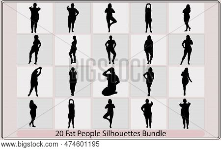 Fat Woman. Fat Man Silhouettes,black And White Silhouette Of A Man With A Fat Belly