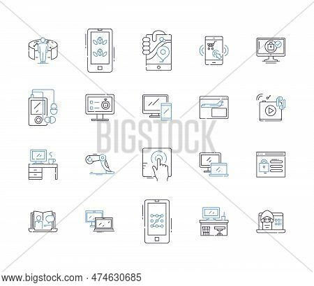 Internet And Science Outline Icons Collection. Internet, Science, Technology, Innovation, Research, 