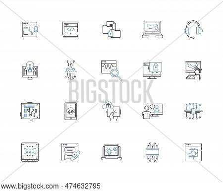 Software Outline Icons Collection. Software, Program, Application, Programing, Code, Software-develo