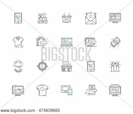 Store Outline Icons Collection. Shop, Outlet, Stock, Stockroom, Depot, Bazaar, Mart Vector And Illus