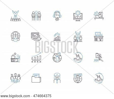 Outsourcing Company Outline Icons Collection. Outsourcing, Company, Consultancy, Provider, Contracto