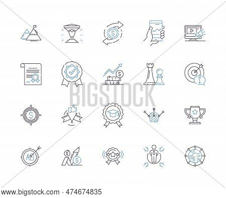 Collaborative Management Outline Icons Collection. Cooperation, Teamwork, Sharing, Interdependence, 