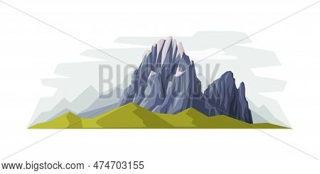 Elevated Mountain Peak And Summit With Bedrock Vector Illustration