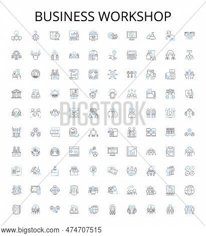 Business Workshop Outline Icons Collection. Business, Workshop, Seminar, Training, Class, Brainstorm
