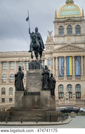 Prague, Czechia - 03.24.2023: Building Of Czech National Museum On Wenceslas Square With A Wenceslas