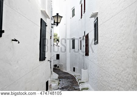 Views Of The Picturesque White Village Of Binibeca Vell In Menorca, Balearic Islands