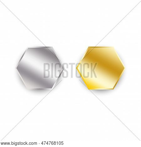 Gold Silver Hexagons On Light Background. Abstract Geometric Texture. Gradient Background. Vector Il