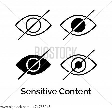 Sensitive Content Warning Icon. Eye Vector Sensitive Content Explicit Porn Photo Censored Design Med