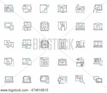 Notebook Computer Line Icons Collection. Portable, Lightweight, Versatile, Efficient, Productive, Re