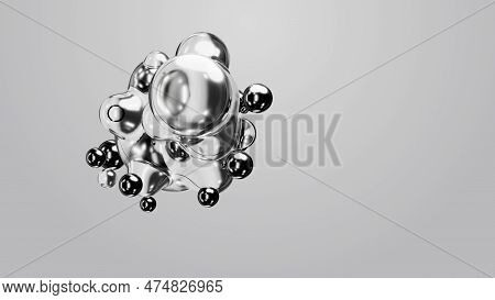 3d Render Motion Design Wallpaper Animation Business Presentation Monochrome Grey White Metaball Gra