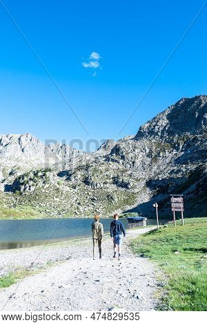 Pas De La Casa, Andorra : 2022 July 7 : People On Rural Road In The City Of Pas De La Casa, Encamp I