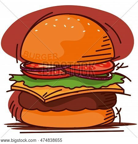 Isolated Retro Cheeseburger Sketch Image Vector Illustration