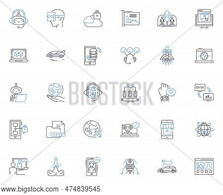 Robotic Intelligence Line Icons Collection. Automation, Algorithm, Artificial, Brain, Circuit, Code,
