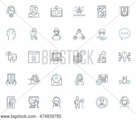 Supervisor Line Icons Collection. Leader, Manager, Director, Coach, Mentor, Overseer, Boss Vector An