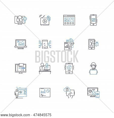 Widgets Line Icons Collection. Customization, Functionality, Design, Personalization, Integration, P